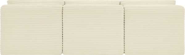 Meridian Furniture Shaggy Armless Modular Sectional Sofa in Wide Wale Corduroy Performance Fabric Living Room Cream 93 inches 641Cream-S93