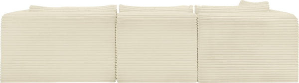 Meridian Furniture Shaggy Cream Corduroy Modular Sectional Plush Performance Fabric Three Piece Living Room Sofa 641Cream-Sec3A