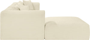 Meridian Furniture Shaggy Cream Corduroy Modular Sectional Plush Textured Fabric Four Piece Living Room Sofa 641Cream-Sec4A
