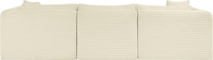 Meridian Furniture Shaggy Cream Corduroy Modular Sectional Plush Textured Fabric Four Piece Living Room Sofa 641Cream-Sec4A