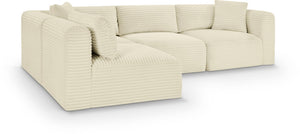 Meridian Furniture Shaggy Cream Corduroy Modular Sectional Four Piece Performance Fabric Living Room Sofa 641Cream-Sec4B