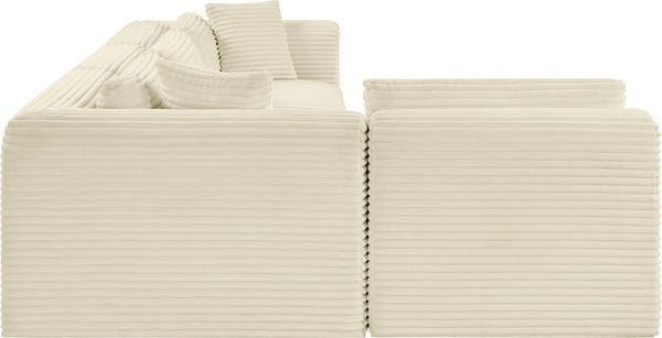 Meridian Furniture Shaggy Cream Corduroy Modular Sectional Four Piece Performance Fabric Living Room Sofa 641Cream-Sec4B