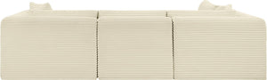 Meridian Furniture Shaggy Cream Corduroy Modular Sectional Four Piece Performance Fabric Living Room Sofa 641Cream-Sec4B