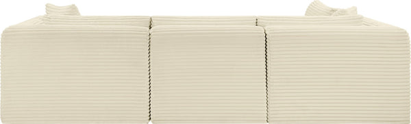 Meridian Furniture Shaggy Cream Corduroy Modular Sectional Four Piece Performance Fabric Living Room Sofa 641Cream-Sec4B