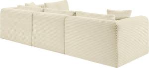 Meridian Furniture Shaggy Cream Corduroy Modular Sectional Four Piece Performance Fabric Living Room Sofa 641Cream-Sec4B