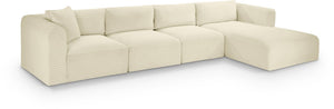 Meridian Furniture Shaggy Cream Corduroy Modular Sectional with Performance Fabric and Plush Foam Seating 641Cream-Sec4C