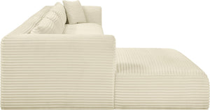 Meridian Furniture Shaggy Cream Corduroy Modular Sectional with Performance Fabric and Plush Foam Seating 641Cream-Sec4C