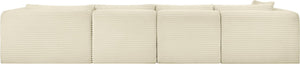 Meridian Furniture Shaggy Cream Corduroy Modular Sectional with Performance Fabric and Plush Foam Seating 641Cream-Sec4C