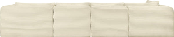 Meridian Furniture Shaggy Cream Corduroy Modular Sectional with Performance Fabric and Plush Foam Seating 641Cream-Sec4C