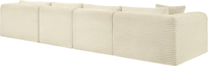 Meridian Furniture Shaggy Cream Corduroy Modular Sectional with Performance Fabric and Plush Foam Seating 641Cream-Sec4C