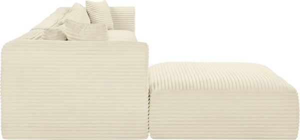 Meridian Furniture Shaggy Five Piece Modular Sectional Corduroy Upholstered for Spacious Living Rooms 641Cream-Sec5A