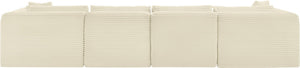Meridian Furniture Shaggy Five Piece Modular Sectional Corduroy Upholstered for Spacious Living Rooms 641Cream-Sec5A