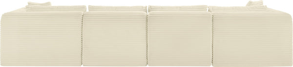 Meridian Furniture Shaggy Five Piece Modular Sectional Corduroy Upholstered for Spacious Living Rooms 641Cream-Sec5A