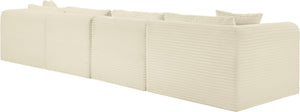 Meridian Furniture Shaggy Five Piece Modular Sectional Corduroy Upholstered for Spacious Living Rooms 641Cream-Sec5A