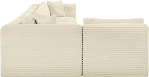 Meridian Furniture Shaggy Five Piece Modular Sectional Cream Corduroy Performance Fabric Living Room Sofa 641Cream-Sec5B
