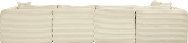 Meridian Furniture Shaggy Five Piece Modular Sectional Cream Corduroy Performance Fabric Living Room Sofa 641Cream-Sec5B