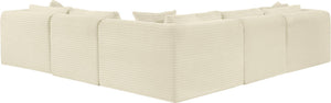 Meridian Furniture Shaggy Cream Corduroy Modular Sectional Five Piece Performance Fabric Living Room Sofa 641Cream-Sec5C