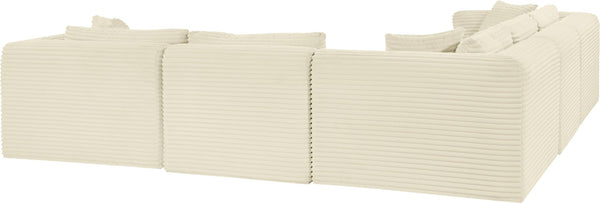 Meridian Furniture Shaggy Cream Corduroy Modular Sectional Five Piece Performance Fabric Living Room Sofa 641Cream-Sec5C