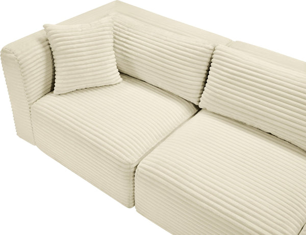 Meridian Furniture Shaggy Cream Corduroy Modular Sectional Five Piece Performance Fabric Living Room Sofa 641Cream-Sec5C