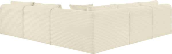 Meridian Furniture Shaggy Cream Corduroy Modular Sectional Five Piece Performance Fabric Living Room Sofa Set 641Cream-Sec5D