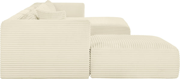 Meridian Furniture Shaggy Five Piece Modular Sectional Plush Corduroy Performance Fabric Cozy Living Room Sofa 641Cream-Sec5E