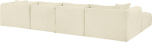 Meridian Furniture Shaggy Five Piece Modular Sectional Plush Corduroy Performance Fabric Cozy Living Room Sofa 641Cream-Sec5E