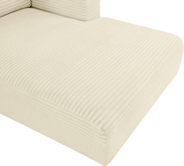 Meridian Furniture Shaggy Wide-wale Corduroy Modular Sectional Five-piece Stain-resistant Living Room Sofa 641Cream-Sec5F