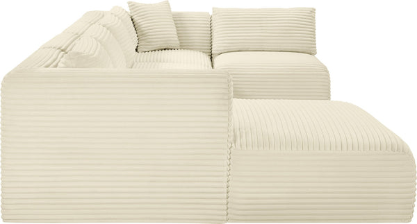 Meridian Furniture Shaggy Wide-wale Corduroy Modular Sectional Five-piece Stain-resistant Living Room Sofa 641Cream-Sec5F