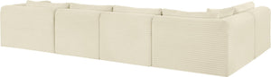 Meridian Furniture Shaggy Wide-wale Corduroy Modular Sectional Five-piece Stain-resistant Living Room Sofa 641Cream-Sec5F