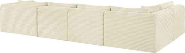 Meridian Furniture Shaggy Wide-wale Corduroy Modular Sectional Five-piece Stain-resistant Living Room Sofa 641Cream-Sec5F