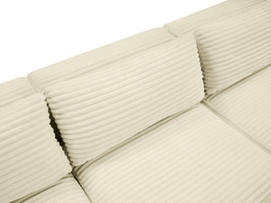 Meridian Furniture Shaggy Wide-wale Corduroy Modular Sectional Five-piece Stain-resistant Living Room Sofa 641Cream-Sec5F