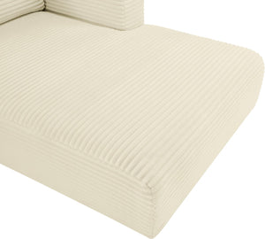 Meridian Furniture Shaggy Five Piece Modular Sectional Plush Corduroy Lounge Sofa for Living Rooms 641Cream-Sec5G