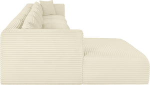 Meridian Furniture Shaggy Five Piece Modular Sectional Plush Corduroy Lounge Sofa for Living Rooms 641Cream-Sec5G