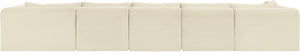 Meridian Furniture Shaggy Five Piece Modular Sectional Plush Corduroy Lounge Sofa for Living Rooms 641Cream-Sec5G