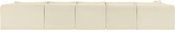 Meridian Furniture Shaggy Five Piece Modular Sectional Plush Corduroy Lounge Sofa for Living Rooms 641Cream-Sec5G