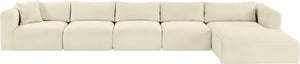Meridian Furniture Shaggy Five Piece Modular Sectional Plush Corduroy Lounge Sofa for Living Rooms 641Cream-Sec5G
