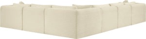 Meridian Furniture Shaggy Six Piece Modular Sectional Cream Corduroy Performance Fabric Plush Living Room Sofa 641Cream-Sec6A