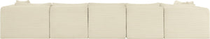 Meridian Furniture Shaggy Six Piece Modular Sectional Cream Corduroy Plush Fabric Living Room Sofa Set 641Cream-Sec6C