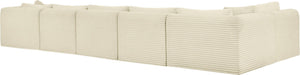 Meridian Furniture Shaggy Six Piece Modular Sectional Cream Corduroy Plush Fabric Living Room Sofa Set 641Cream-Sec6C