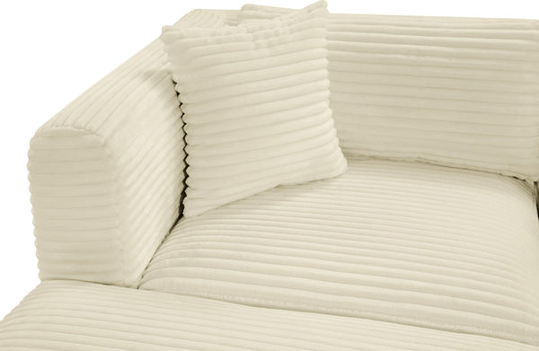 Meridian Furniture Shaggy Six Piece Modular Sectional Plush Corduroy Performance Fabric Cream Living Room 641Cream-Sec6D