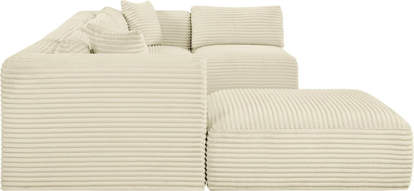 Meridian Furniture Shaggy Six Piece Modular Sectional Plush Corduroy Performance Fabric Cream Living Room 641Cream-Sec6D