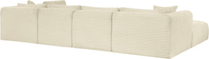 Meridian Furniture Shaggy Six Piece Modular Sectional Plush Corduroy Performance Fabric Cream Living Room 641Cream-Sec6D