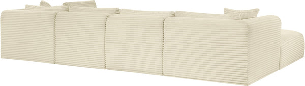 Meridian Furniture Shaggy Six Piece Modular Sectional Plush Corduroy Performance Fabric Cream Living Room 641Cream-Sec6D