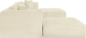 Meridian Furniture Shaggy Cream Corduroy Modular Sectional Six Piece Performance Fabric Living Room Sofa Set 641Cream-Sec6E