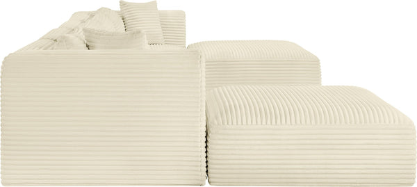 Meridian Furniture Shaggy Cream Corduroy Modular Sectional Six Piece Performance Fabric Living Room Sofa Set 641Cream-Sec6E