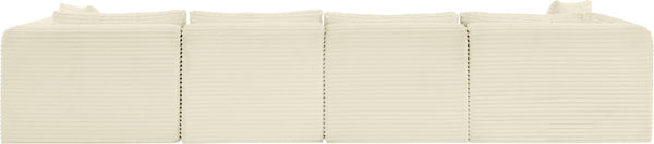 Meridian Furniture Shaggy Cream Corduroy Modular Sectional Six Piece Performance Fabric Living Room Sofa Set 641Cream-Sec6E