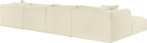 Meridian Furniture Shaggy Cream Corduroy Modular Sectional Six Piece Performance Fabric Living Room Sofa Set 641Cream-Sec6E