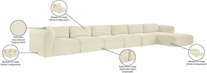 Meridian Furniture Shaggy Six Piece Modular Sectional Cream Corduroy Performance Fabric Large Living Room 641Cream-Sec6G
