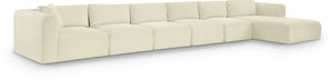 Meridian Furniture Shaggy Six Piece Modular Sectional Cream Corduroy Performance Fabric Large Living Room 641Cream-Sec6G