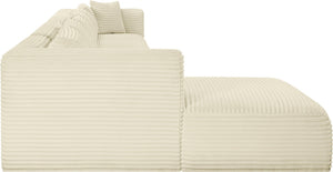 Meridian Furniture Shaggy Six Piece Modular Sectional Cream Corduroy Performance Fabric Large Living Room 641Cream-Sec6G